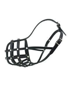 Kaganiec dla psa koszykowy skórzany Champion - 37 / 10 cm - Sznaucer