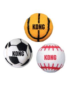 KONG Sport Balls S – piłki dla psa w sportowych wzorach: koszykówka, piłka nożna i baseball