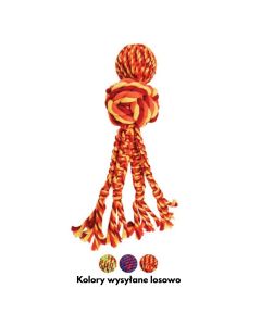KONG Wubba Weaves with Rope XL – pomarańczowo-żółta sznurowa zabawka do przeciągania dla psa