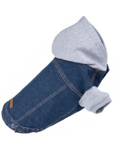Kurtka jeansowa z kapturem dla psa Amiplay Denim - roz. 30 - Granatowa
