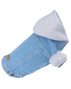 Kurtka jeansowa z kapturem dla psa Amiplay Denim - roz. 50 - Niebieska