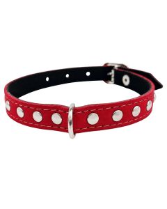 Obroża Champion welur + nity - 35 cm - Czerwona