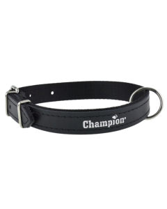 Obroża dla psa Champion skórzana wzmacniana taśmą - 45 x 2 cm - Czarna