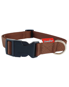 Obroża dla psa Champion taśmowa na zatrzask - 35 x 1,3 cm - Brązowa