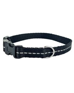 Obroża dla psa Champion taśmowa z odblaskiem na zatrzask - 30 x 1 cm - Czarna