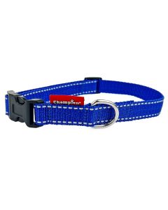 Obroża dla psa Champion taśmowa z odblaskiem na zatrzask - 65 x 2,5 cm - Niebieska