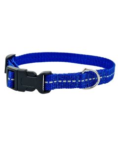 Obroża dla psa Champion taśmowa z odblaskiem na zatrzask - 35 x 1 cm - Niebieska