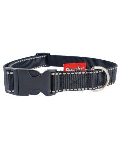 Obroża dla psa Champion taśmowa z odblaskiem na zatrzask - 70 x 2,5 cm - Czarna