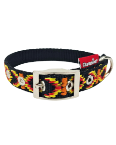 Obroża dla psa Champion taśmowa z wzorem - 40 x 1,6 cm - Czarny