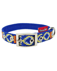 Obroża dla psa Champion taśmowa z wzorem - 30 x 1,3 cm - Niebieski
