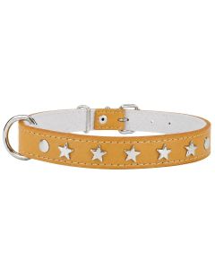 Obroża dla psa Champion skórzana zdobienie gwiazda - 40 x 1,4 cm - Oranż