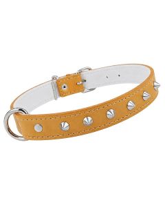 Obroża dla psa Champion skórzana zdobienie kolce - 65 x 3,5 cm - Oranż
