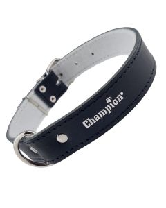 Obroża dla psa Champion skórzana na filcu - 30 x 1,2 cm - Czarna