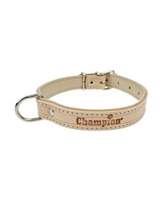 Obroża dla psa Champion skórzana + eko skóra - 40 x 3 cm - Naturalna