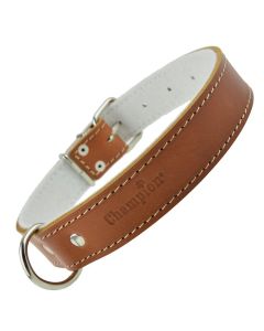 Obroża dla psa Champion skórzana na filcu - 30 x 1 cm - Koniak