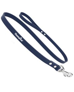 Smycz dla psa prosta Champion skórzana - 1,2 m x 1,4 cm - Granatowa