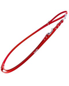 Smycz dla psa regulowana Champion skórzana - 2,4 m x 2,4 cm - Czerwona