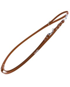 Smycz dla psa regulowana Champion skórzana - 2,4 m x 2,4 cm - Koniak