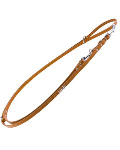 Smycz dla psa regulowana Champion skórzana - 2,4 m x 2,4 cm - Oranż