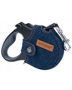 Smycz automatyczna AMIPLAY Infini Denim 3 m do 12 kg - roz. S - Granatowa