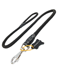 Smycz dla psa prosta Champion linka + skóra - 120 cm - Czarna