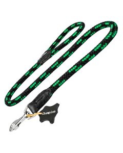 Smycz dla psa prosta Champion linka + skóra - 120 cm - Zielono-czarna