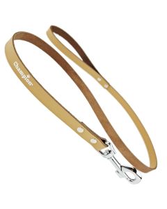 Smycz dla psa prosta Champion skóra dwoina - 1,2 m x 1 cm - Beżowa