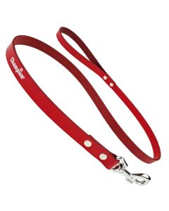 Smycz dla psa prosta Champion skóra dwoina - 1,2 m x 0,8 cm - Czerwona