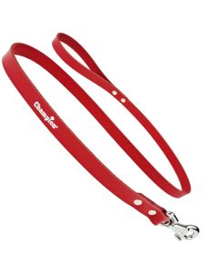 Smycz dla psa prosta Champion skórzana - 1,2 m x 1,8 cm - Czerwona