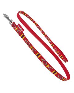 Smycz dla psa prosta Champion taśmowa z wzorem - 120 x 1,6 cm - Czerwona