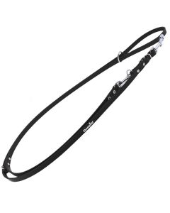Smycz dla psa regulowana Champion skórzana - 2,2 m x 1,8 cm - Czarna