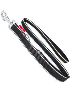 Smycz dla psa regulowana Champion taśmowa z odblaskiem - 240 x 2 cm - Czarna