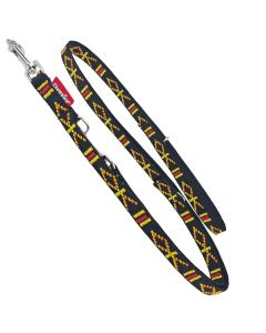 Smycz dla psa regulowana Champion taśmowa z wzorem - 2,2 m x 1,6 cm - Czarna