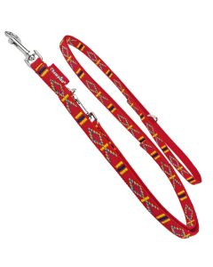 Smycz dla psa regulowana Champion taśmowa z wzorem - 240 x 1 cm - Czerwona