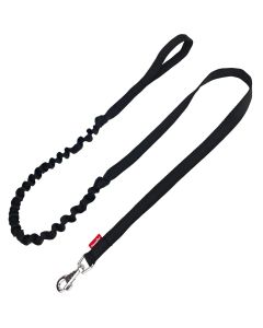 Smycz dla psa z amortyzatorem taśmowa - 175 x 2,5 cm - Czarna