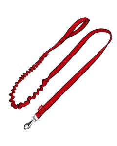 Smycz dla psa z amortyzatorem taśmowa - 175 x 2,5 cm - Czerwono-czarna
