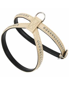 Szelki dla psa spacerowe Champion eko skóra + cyrkonie - M - Beżowe