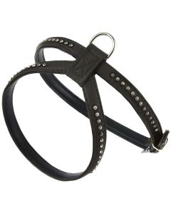 Szelki dla psa spacerowe Champion eko skóra + cyrkonie - M - Czarne