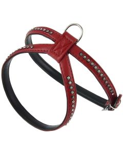 Szelki dla psa spacerowe Champion eko skóra + cyrkonie - S - Czerwone