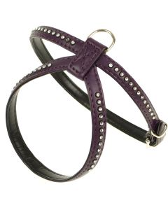 Szelki dla psa spacerowe Champion eko skóra + cyrkonie - XS - Fioletowe