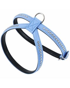 Szelki dla psa spacerowe Champion eko skóra + cyrkonie - L - Niebieskie