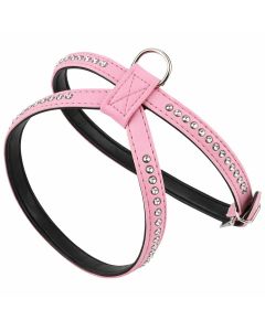 Szelki dla psa spacerowe Champion eko skóra + cyrkonie - L - Różowe