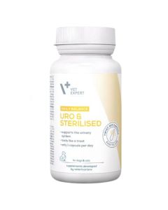Vet Expert Uro&Sterilised 50 kaps. przód opakowania i kapsułki